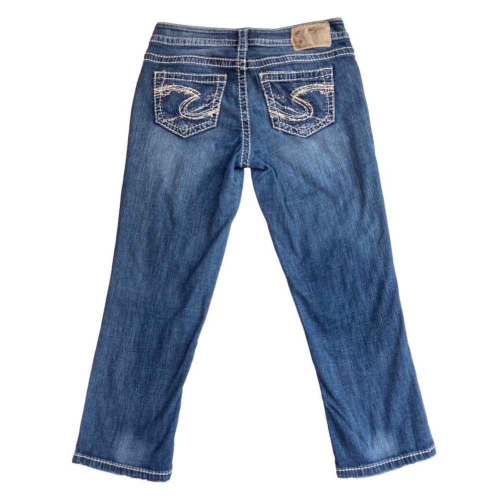 Silver Aiko Straight Cropped Crop Stretch Denim Jeans Womens 26 Pants 29 29x23